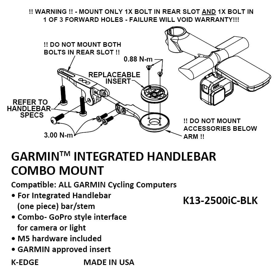 K-EDGE GARMIN INTEGRATED HANDLEBAR SYSTEM MOUNTS COMBO